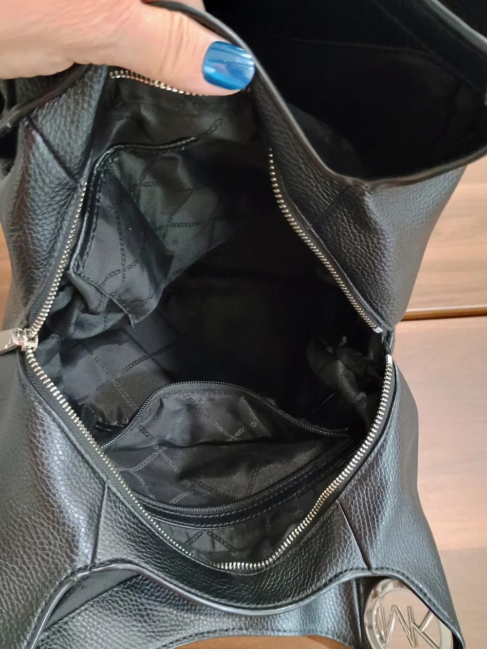 Michael Kors Black Pebbled Leather Hobo with Silver Hardware